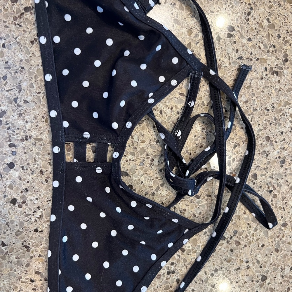 Jolyn vent Black and White Polka Dot Bikini Top